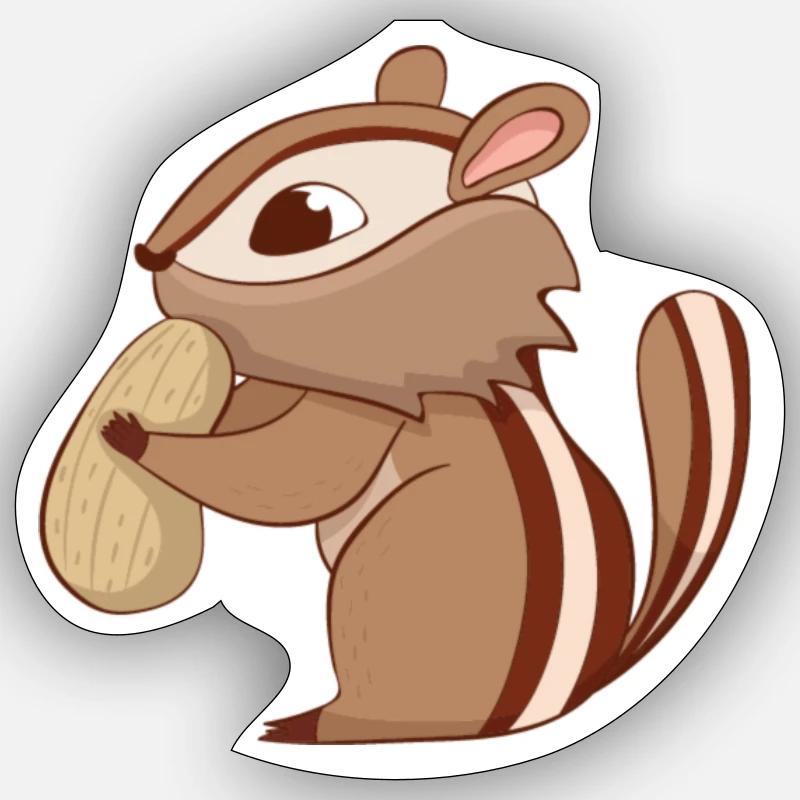 Écureuils rayures à la noix - Sticker taille S (10 x 10 cm) - blanc mat