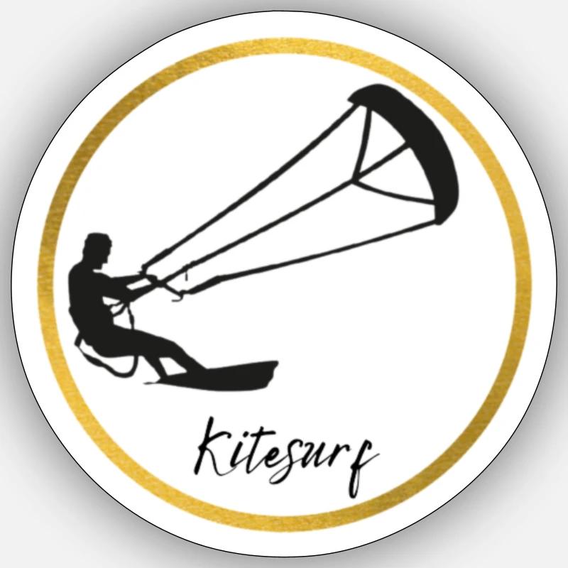 KiteSurf - Sticker taille S (10 x 10 cm) - blanc mat