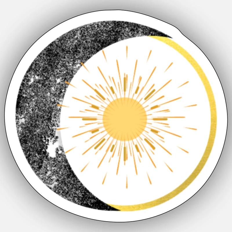 Lune et Soleil - Sticker taille S (10 x 10 cm) - blanc mat