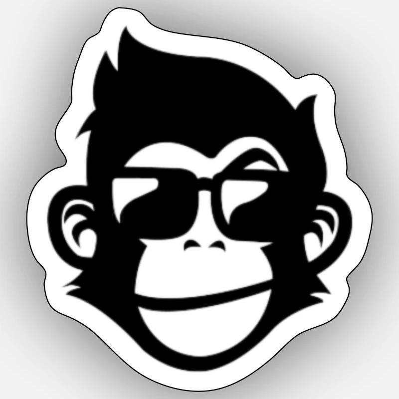 Silly Monkey Silhouette - Sticker Größe S (10 x 10 cm) - Mattweiß