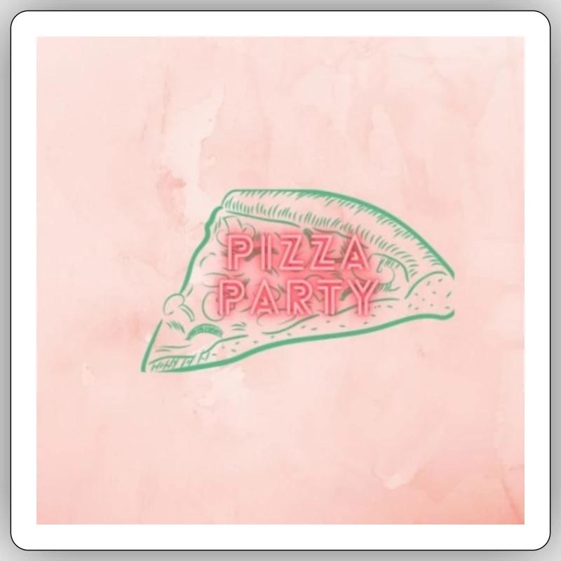 Pizza Party - Sticker Größe S (10 x 10 cm) - Mattweiß