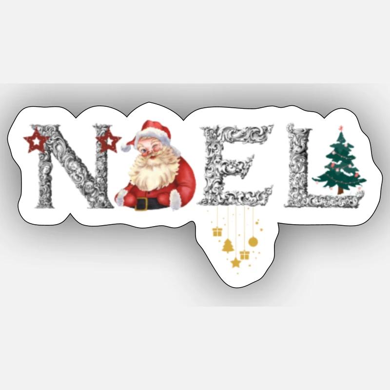 Noel - Sticker taille S (10 x 10 cm) - blanc mat