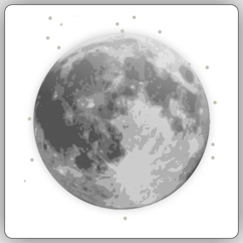 Étoiles de lune - Sticker taille S (10 x 10 cm) - blanc mat