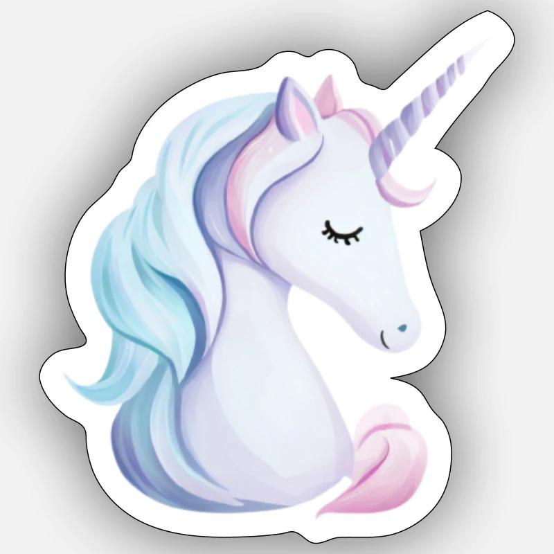 Licorne - Sticker taille S (10 x 10 cm) - blanc mat