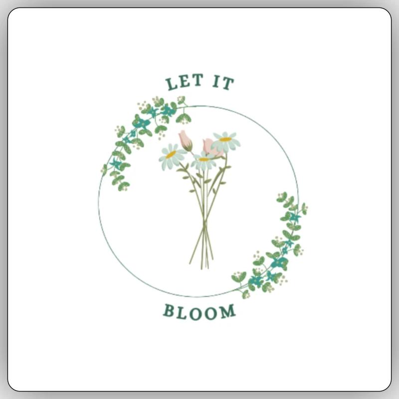 Imprimé fleuri - Sticker taille S (10 x 10 cm) - blanc mat
