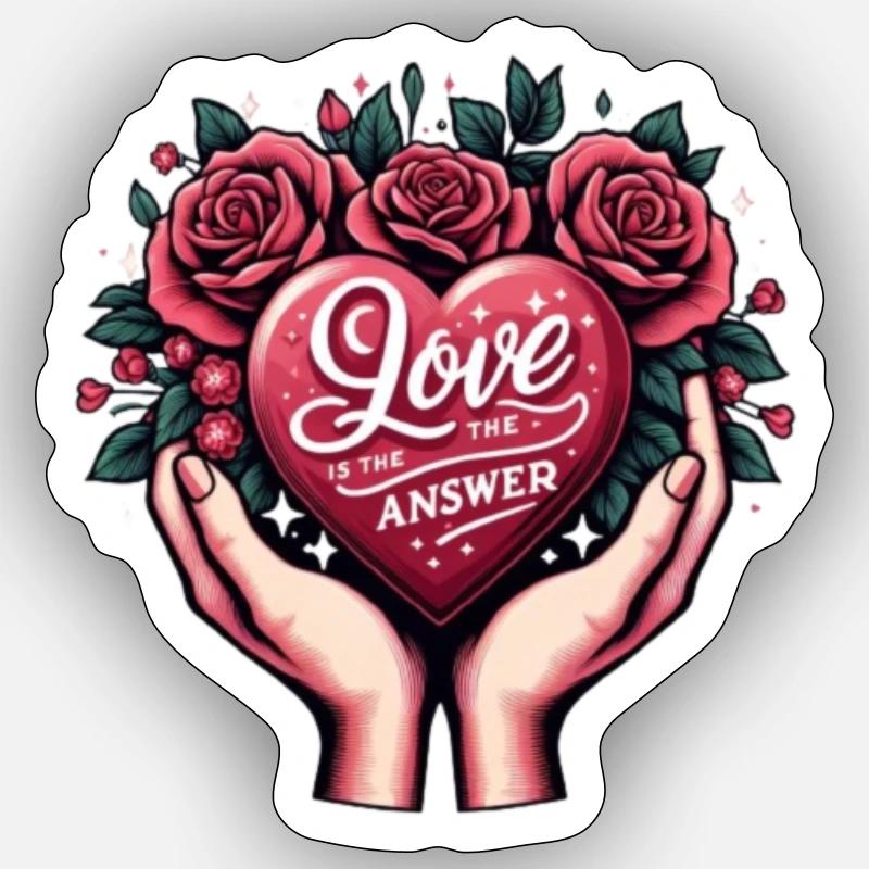 Love is the Answer - Sticker Größe S (10 x 10 cm) - Mattweiß