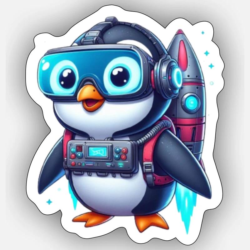 Futuristic Penguin 1 - Sticker size S (10 x 10 cm) - white matte