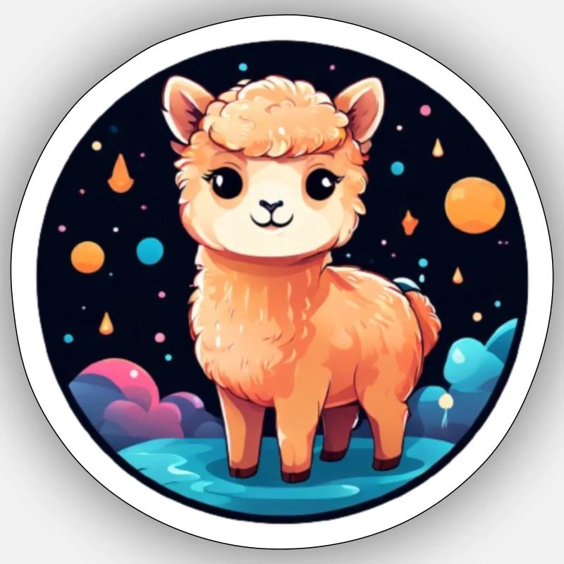 Alpaga mignon - Sticker taille S (10 x 10 cm) - blanc mat