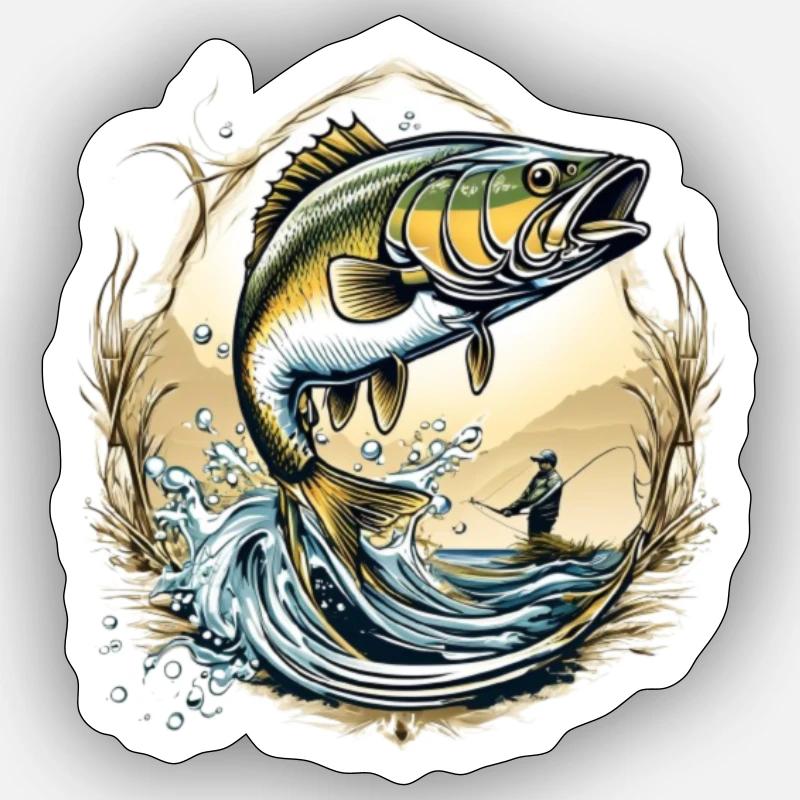 Fischen - Sticker Größe S (10 x 10 cm) - Mattweiß