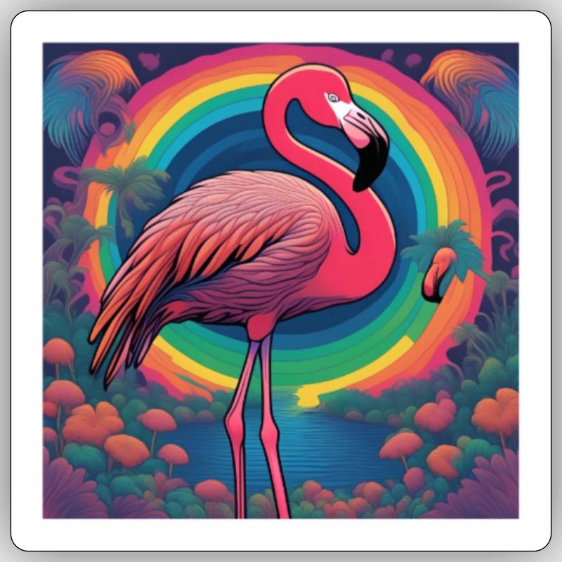 Flamingo#1 - Sticker Größe S (10 x 10 cm) - Mattweiß