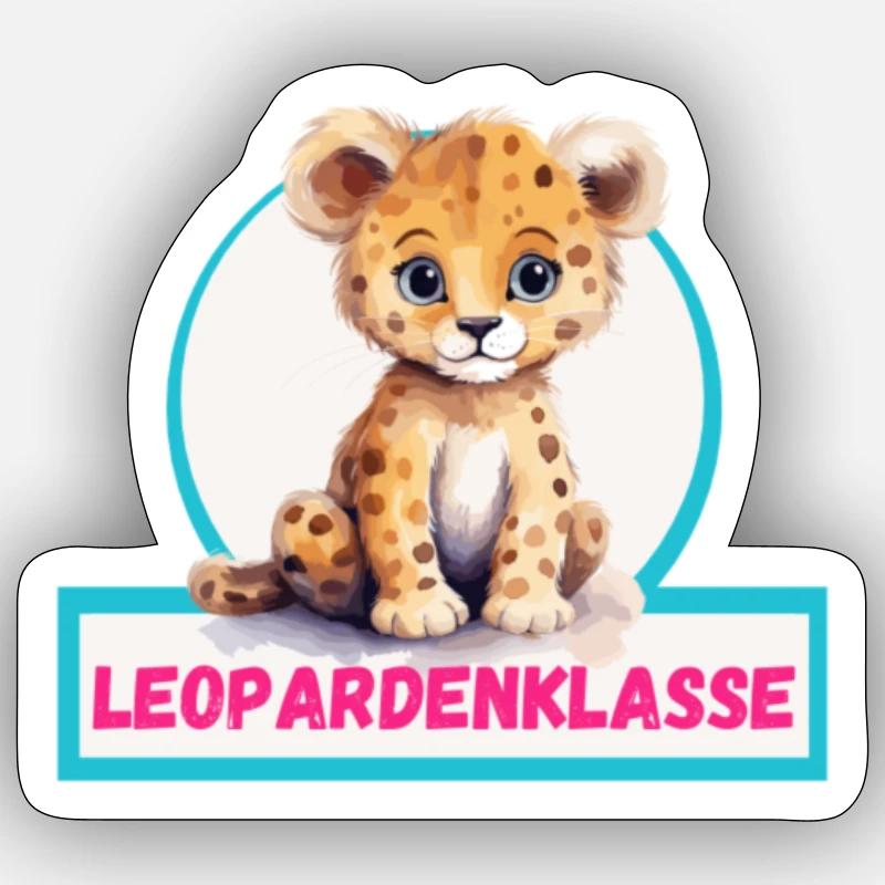 Classe Léopard Classe Animal Léopard - Sticker taille S (10 x 10 cm) - blanc mat