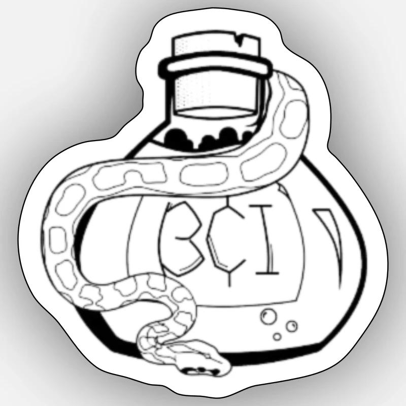 Serpent et élixir BCI - Sticker taille S (10 x 10 cm) - blanc mat