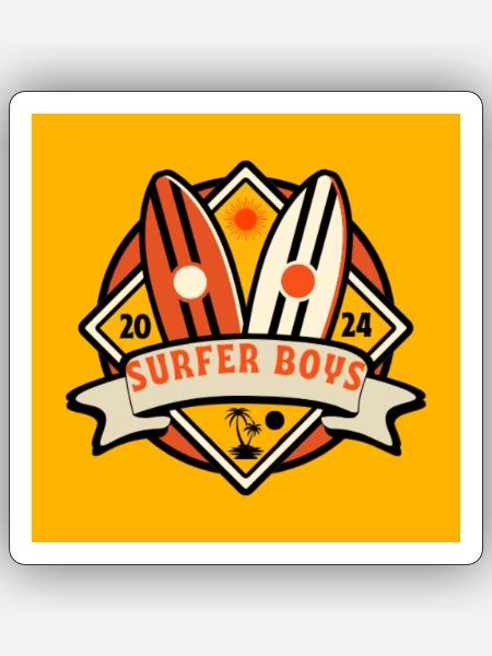 Surfer Boys - Sticker Größe S (10 x 10 cm) - Mattweiß