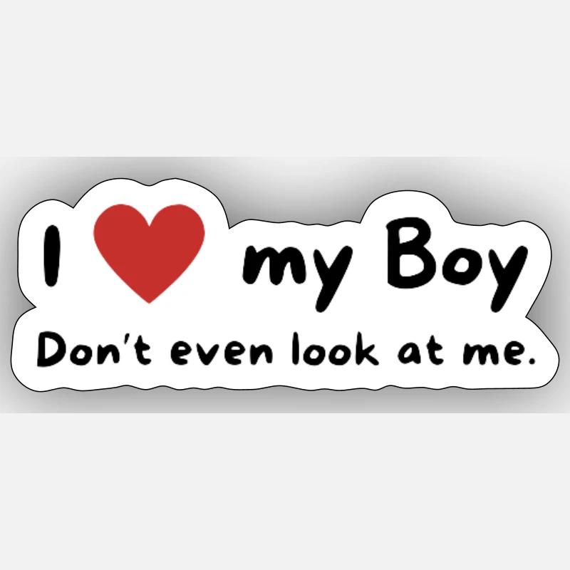 J’aime mon Boy - Sticker taille S (10 x 10 cm) - blanc mat