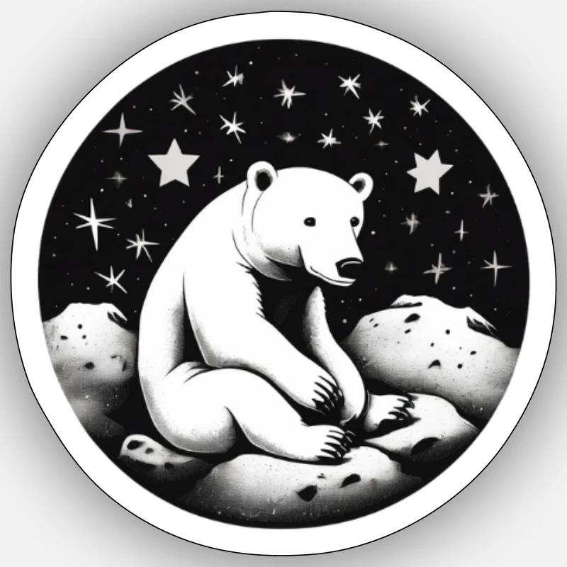 Ours polaire avec étoiles - Sticker taille S (10 x 10 cm) - blanc mat