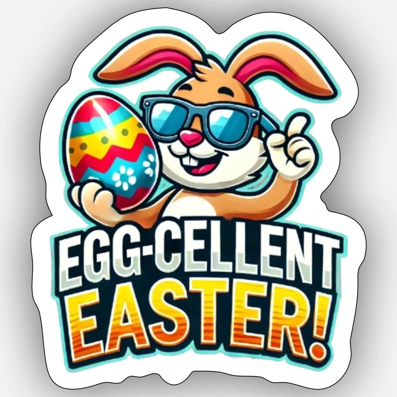 Egg-Cellent Easter - Cool Easter Bunny with Sun Shower Sticker size S (10 x 10 cm)