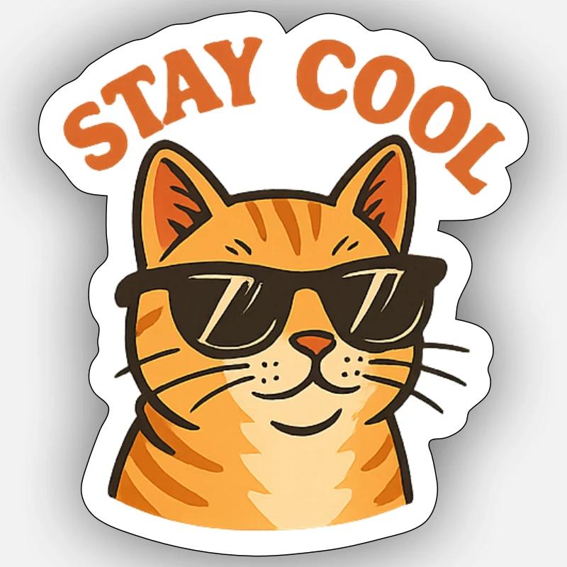 Bleib cool Katze - Sticker Größe S (10 x 10 cm) - Mattweiß