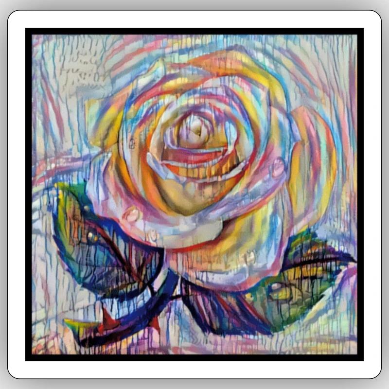 Rose blanche - Sticker taille S (10 x 10 cm) - blanc mat