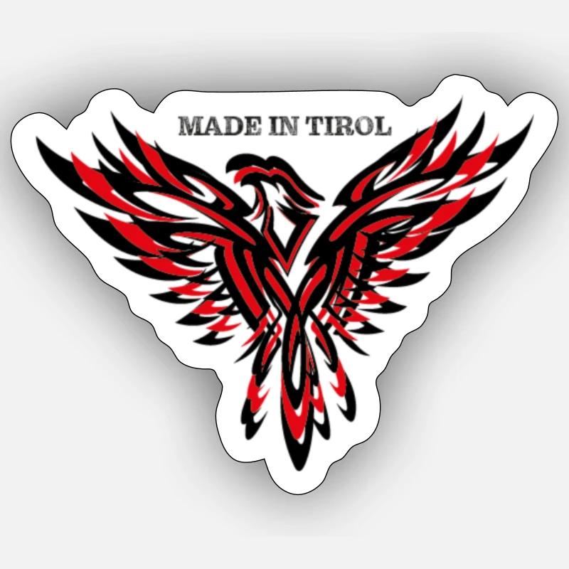 Tyrolean eagle Made in Tyrol - Sticker size S (10 x 10 cm) - white matte
