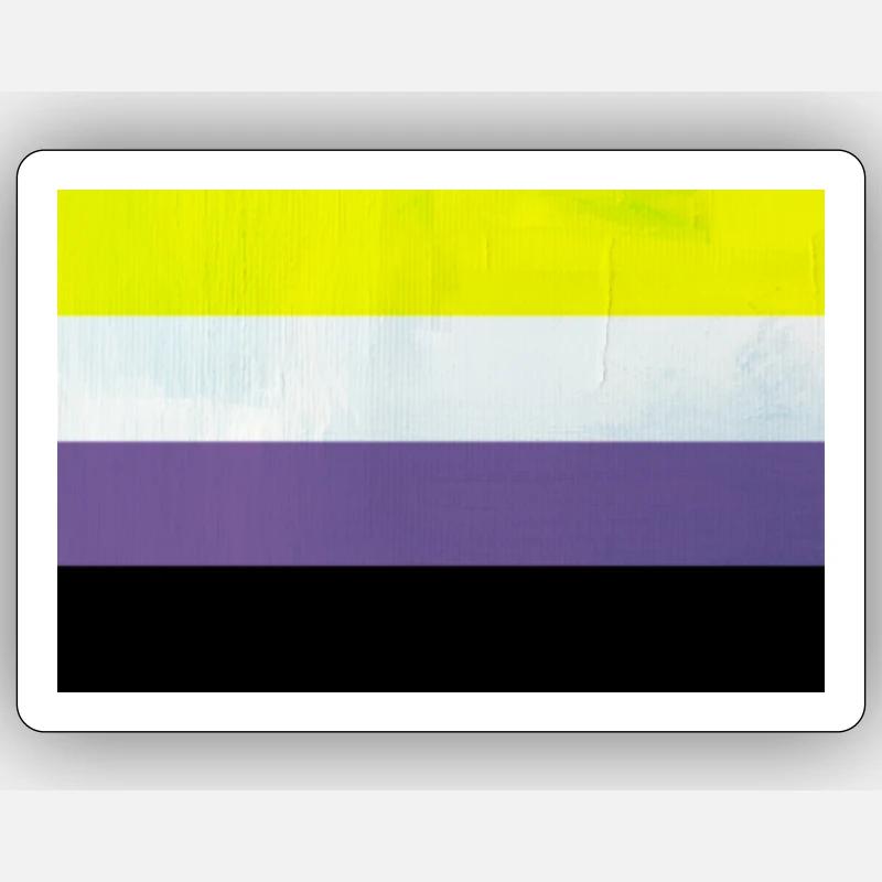 Nonbinary Pride Flag - Sticker Größe S (10 x 10 cm) - Mattweiß