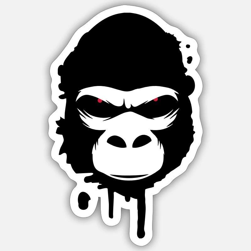 Ein Gorilla Kopf Graffiti - Sticker Größe S (10 x 10 cm) - Mattweiß