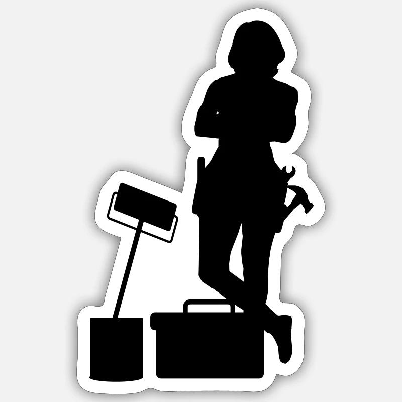 Heimwerkerin - Sticker Größe S (10 x 10 cm) - Mattweiß
