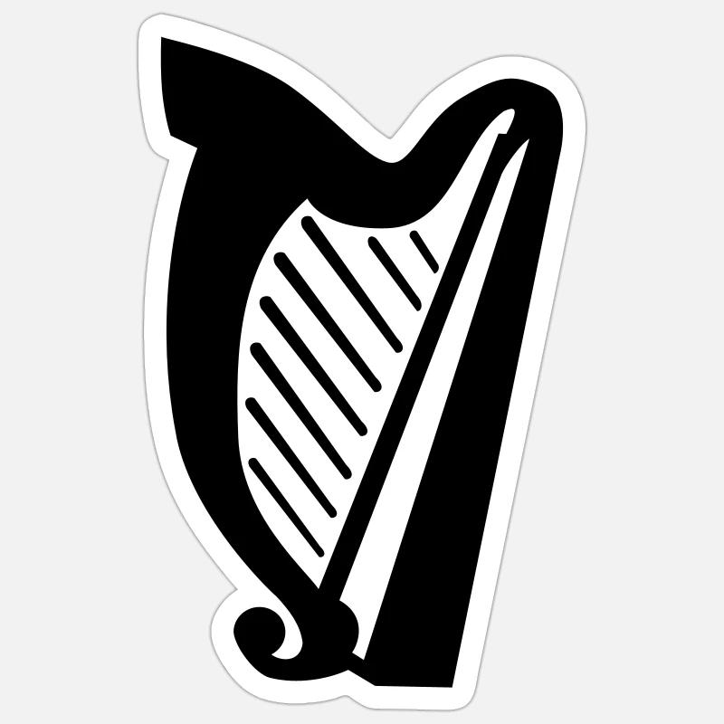 Harfe - Sticker Größe S (10 x 10 cm) - Mattweiß