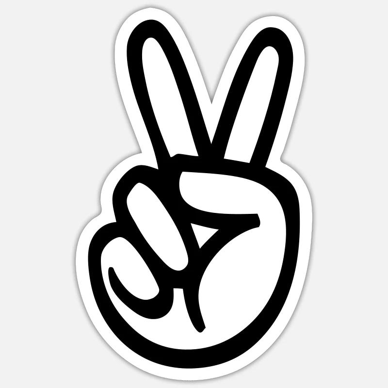 Victory (Handzeichen) - Sticker Größe S (10 x 10 cm) - Mattweiß