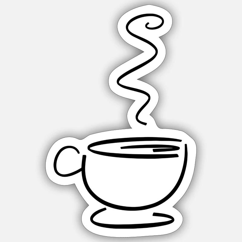 café - Sticker taille S (10 x 10 cm) - blanc mat