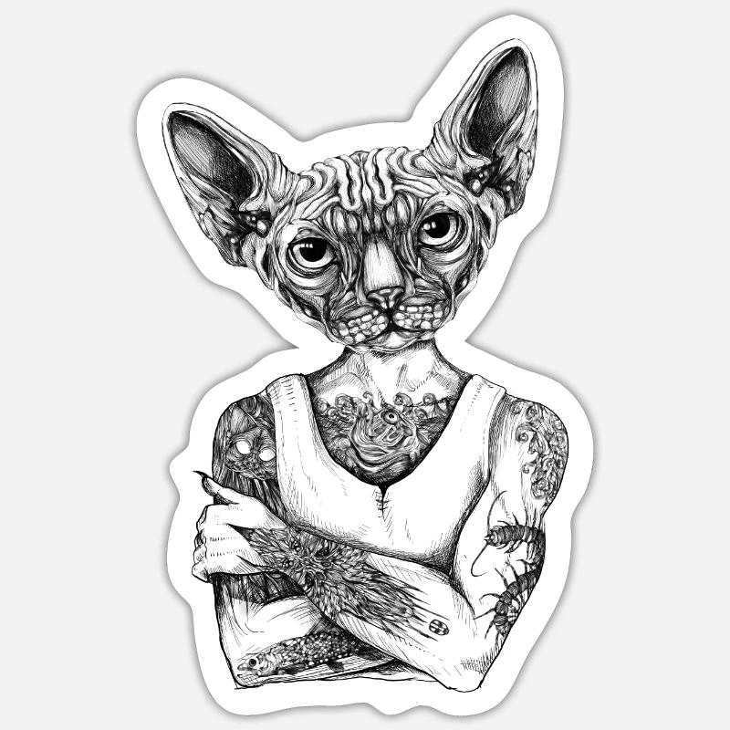 Sphynx Cat - Sticker size S (10 x 10 cm) - white matte