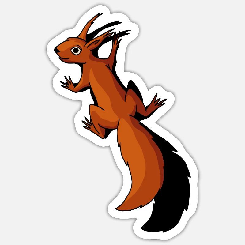 Eichhörnchen funky Tierchen Waldbewohner Geschenk - Sticker Größe S (10 x 10 cm) - Mattweiß