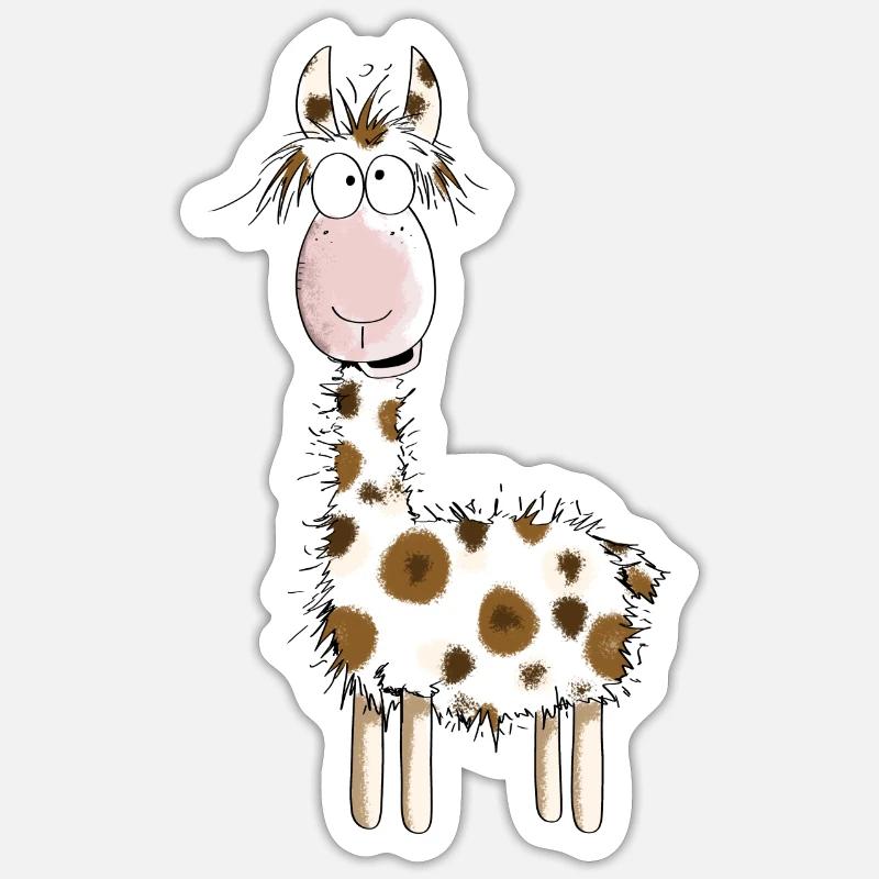 Crazy Lama - Lamas - Alpaka - Comic - Geschenk - Sticker Größe S (10 x 10 cm) - Mattweiß