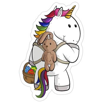 Oster Comic Einhorn - Sticker Größe S (10 x 10 cm) - Mattweiß - Vorne