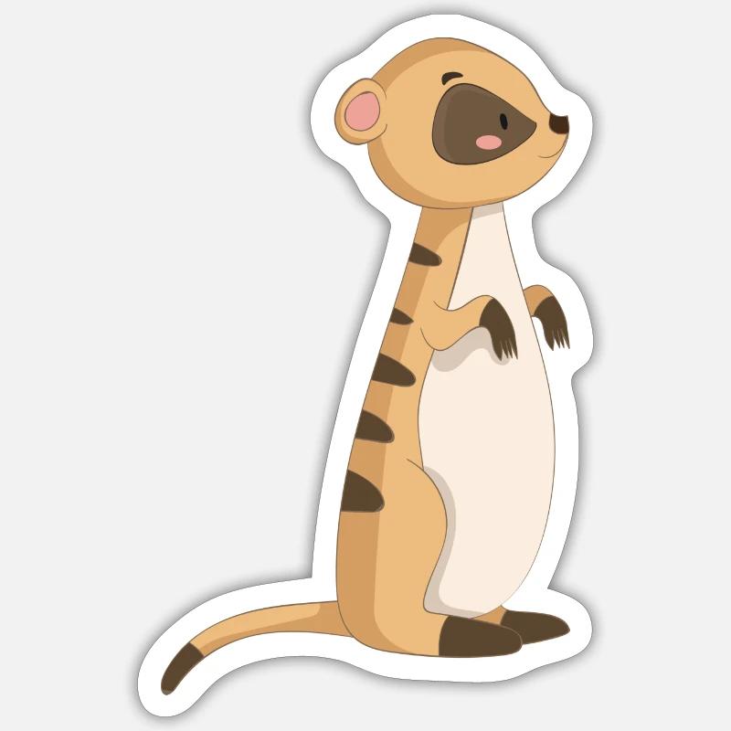 Erdmännchen Meerkatze - Sticker Größe S (10 x 10 cm) - Mattweiß