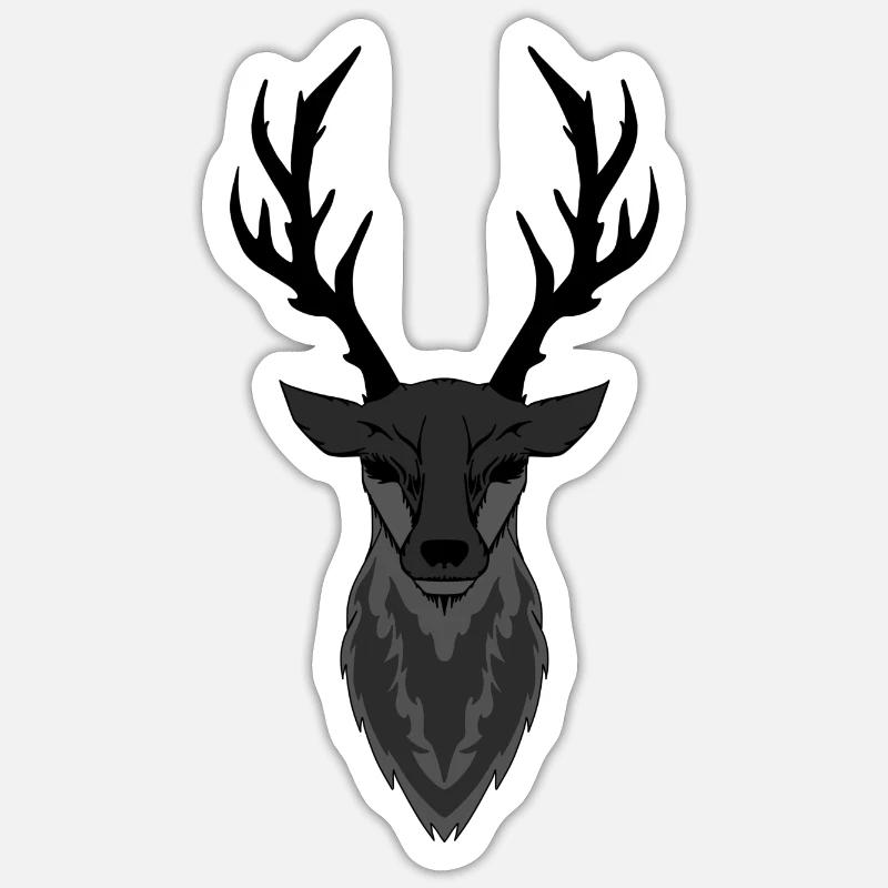 cerf - Sticker taille S (10 x 10 cm) - blanc mat