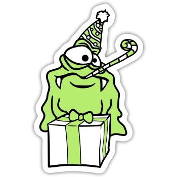 anniversaire seul solitaire triste célébrant des cadeaux - Sticker taille S (10 x 10 cm) - blanc mat - Devant