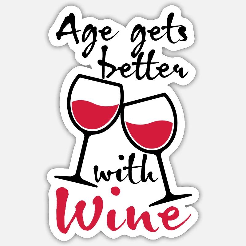 01 Age gets better with Wine Vin Sort Sticker taille S (10 x 10 cm)