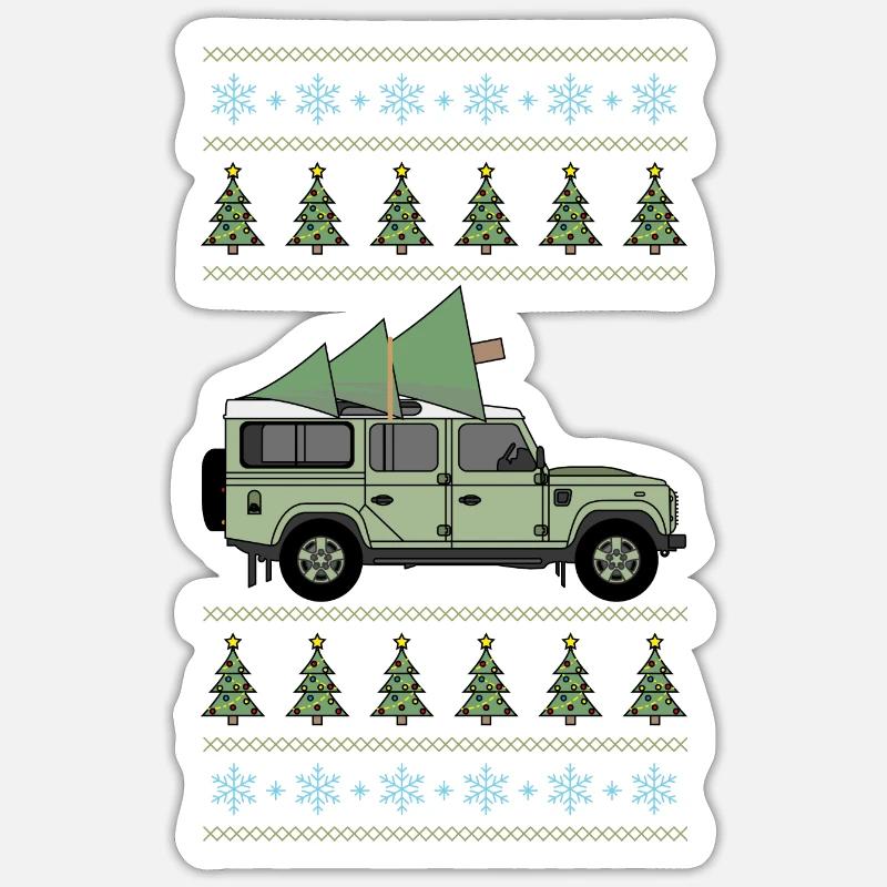 Defender 110 - Christmas Tree - Sticker size S (10 x 10 cm) - white matte