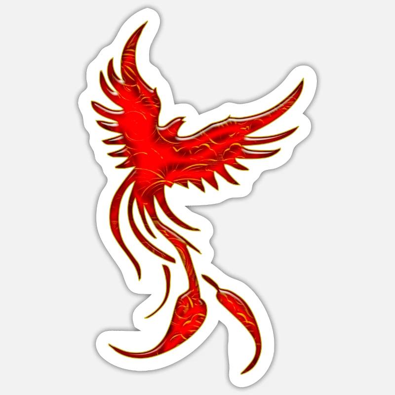 Firebird, Phoenix, fire, flame, dragon - Sticker size S (10 x 10 cm) - white matte