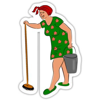 Putzfrau Arbeit Hausfrau - Sticker Größe S (10 x 10 cm) - Mattweiß - Vorne