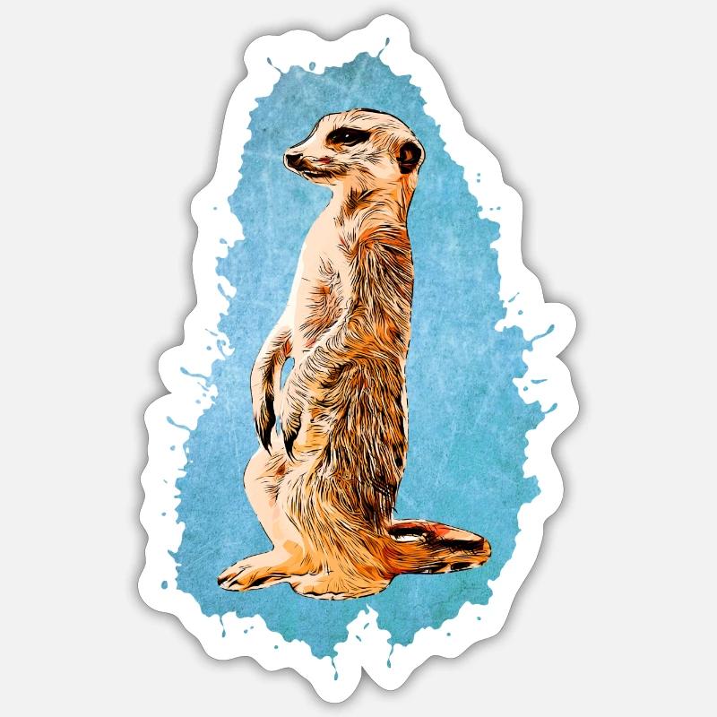 Suricate - Bleu - Sticker taille S (10 x 10 cm) - blanc mat