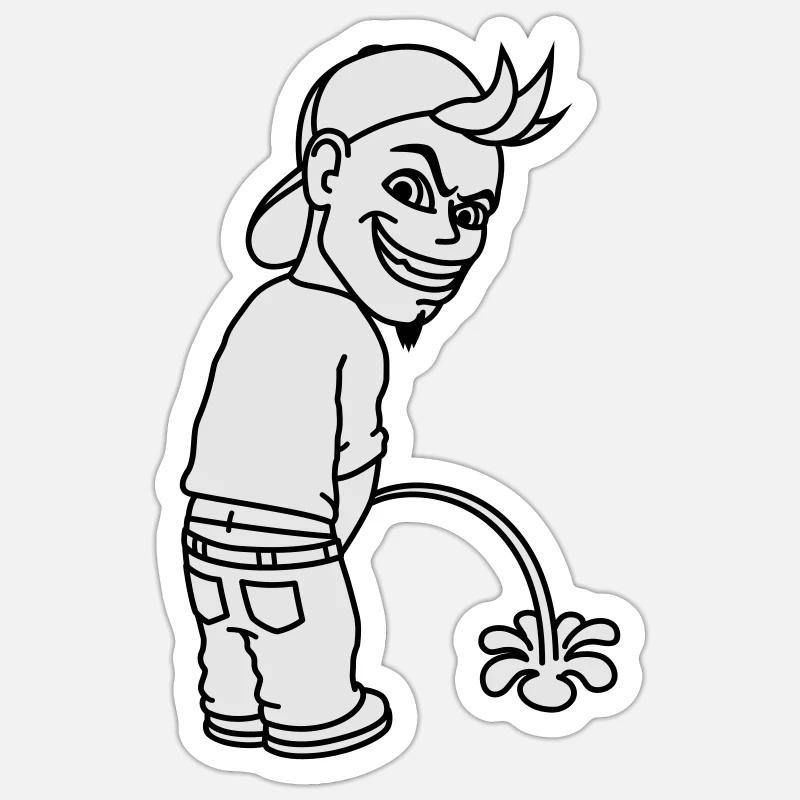 Pee Boy 2c - Sticker taille S (10 x 10 cm) - blanc mat