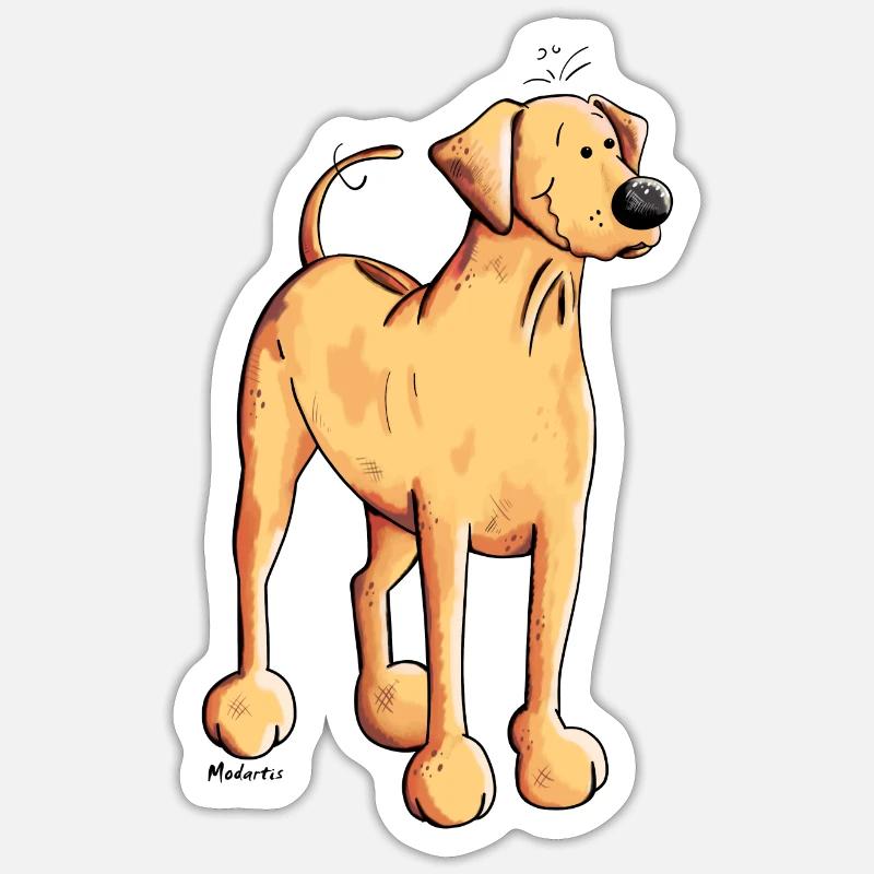 Souriant Rhodesian Ridgeback - Sticker taille S (10 x 10 cm) - blanc mat