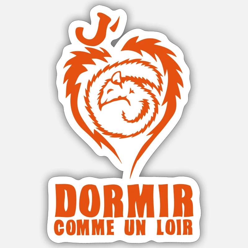 aime dormir comme un loir animal expression - Sticker taille S (10 x 10 cm) - blanc mat