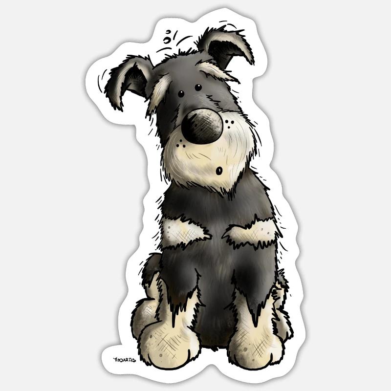 Drolliger Schnauzer - Sticker Größe S (10 x 10 cm) - Mattweiß