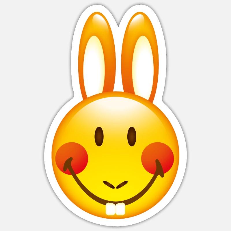 Smiley Bunny - Sticker størrelse S (10 x 10 cm) - mat hvid