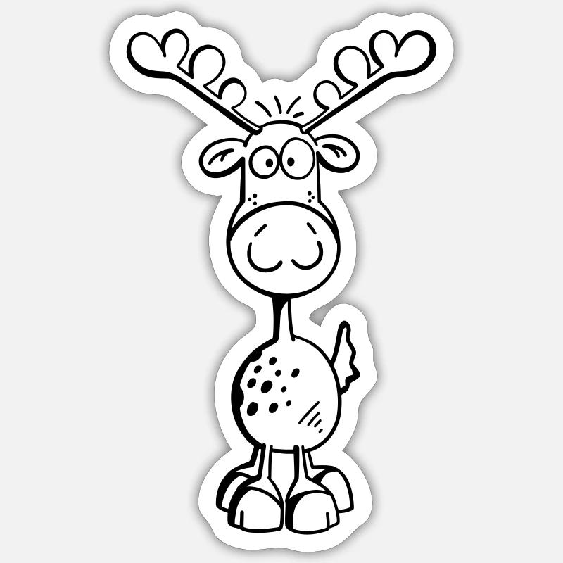 Mignon élan - Sticker taille S (10 x 10 cm) - blanc mat