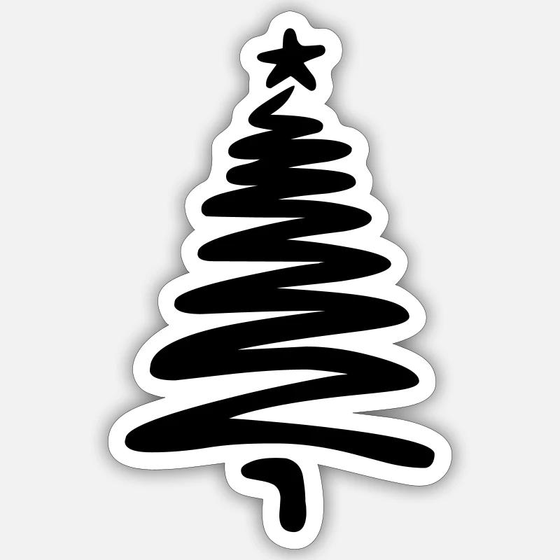 Weihnachtsbaum linear handgezeichnet - Sticker Größe S (10 x 10 cm) - Mattweiß