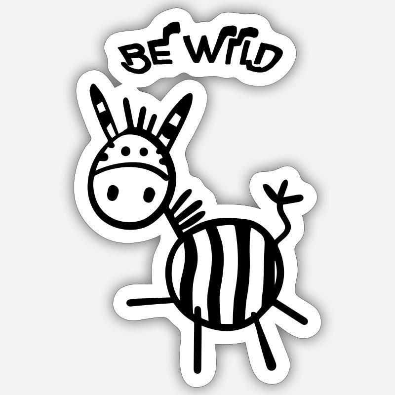Be Wild Zebra - Sticker Größe S (10 x 10 cm) - Mattweiß