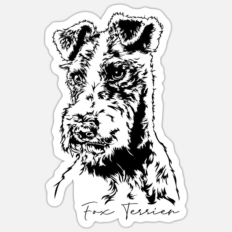 FOX TERRIER rauhaar Jagdhunde Hunde Wilsigns - Sticker Größe S (10 x 10 cm) - Mattweiß
